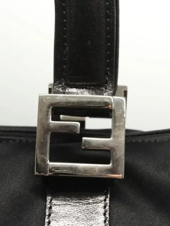 FENDI Hand Bag Nylon Black Silver Auth 122023 - Picture 10 of 16